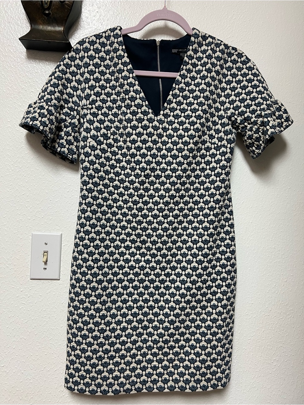 Maggy London Navy and White Mini Shift Dress